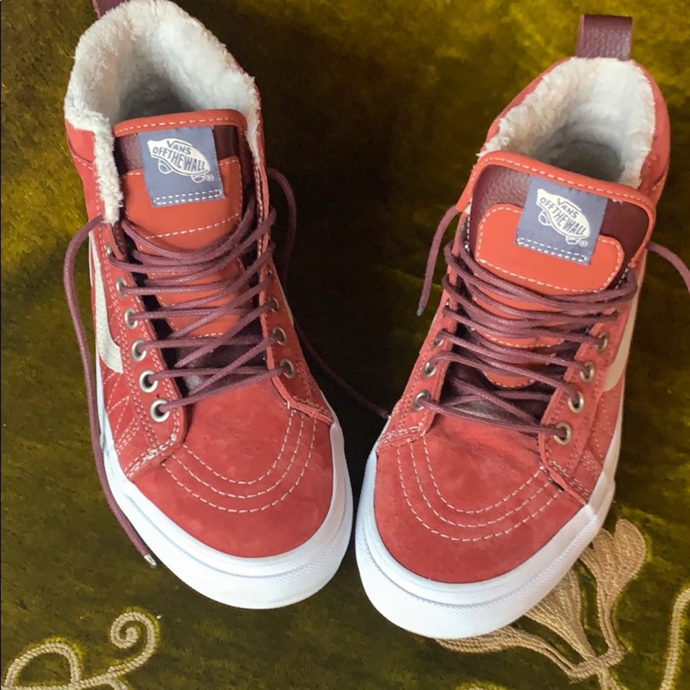 RED 🌈 Suede and Leather High Top VANS size 7.5